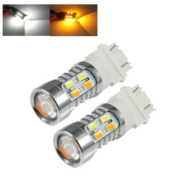 2x 20W Amber White 1157 BAY15D Bulbs Switchback LED Turn Signal Tail Brake Light 